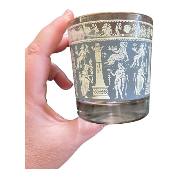 Pair of Midcentury Jeanette Glass Hellenic Style Rocks Glasses Wedgwood Blue - Picture 8 of 8